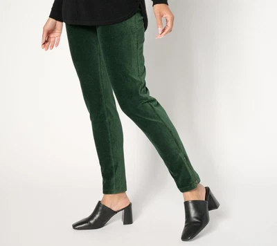 Pantalones Susan Graver Tejidos Regulares Pana Pierna Recta Pino Evergreen 1X Foto 1 de 4