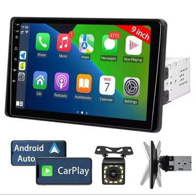 Autoradio 9" 1 DIN Android 4x60w Carplay GPS BT Schermo Ruotabile + RetroCamera - Immagine 1 di 4