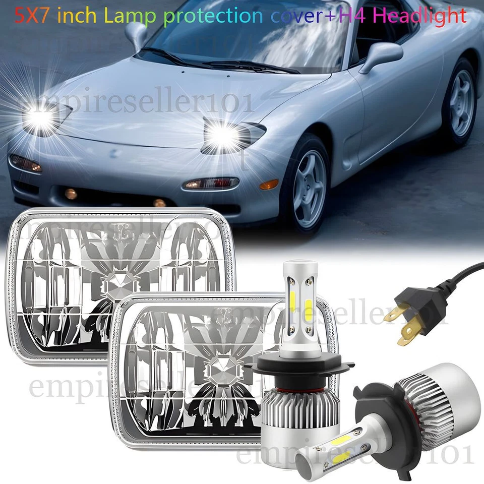 Прозрачные фары головного света для 86–95 Mazda RX7 7 x 6 дюймов + лампы H4 - Изображение 1 из 4