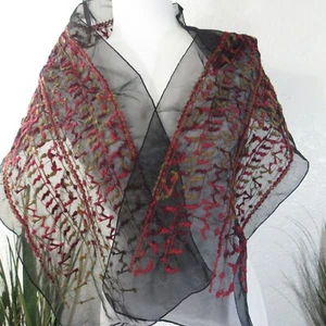 "Envoltura de bufanda bronceado vino negro rosa diseño geométrico 10,5"" x 52,5" - Imagen 1 de 4