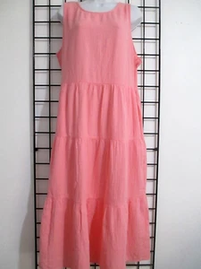 J. MAXI VESTIDO CREW TALLA 18== ARRUGADO CORAL/GASA - Imagen 1 de 5
