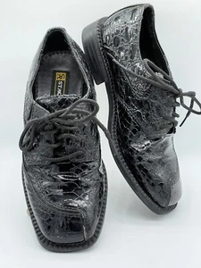 Stacy Adams Boys Oxfords Dress Shoes Black Snakeskin Design 1M Black Youth Kids - Picture 1 of 11