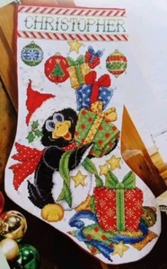 Punto de Cruz "PENGUIN MEDIAS" patrón ~ Navidad, regalos, adornos - Imagen 1 de 1
