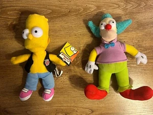 The Simpsons BART W/ PARTY POSSE VEST 9" And Krusty Klown Plush 2-pack - Picture 1 of 8