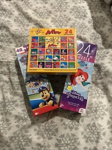 Set Of Puzzle 24 Piece And 48 Piece: Paw Patrol, Ariel, And Arthur All New In Bx - Picture 1 of 5