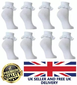 New Girls Kid Infants 12 Pairs Cotton Lace Frilly Ankle School Dress White Socks - Picture 1 of 1