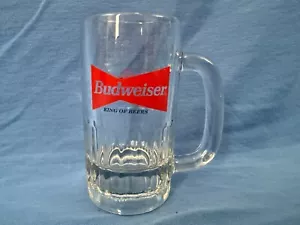 Vintage BUDWEISER King of Beers Glass Mug 5.25" tall Barware Advertising Busch - Picture 1 of 8