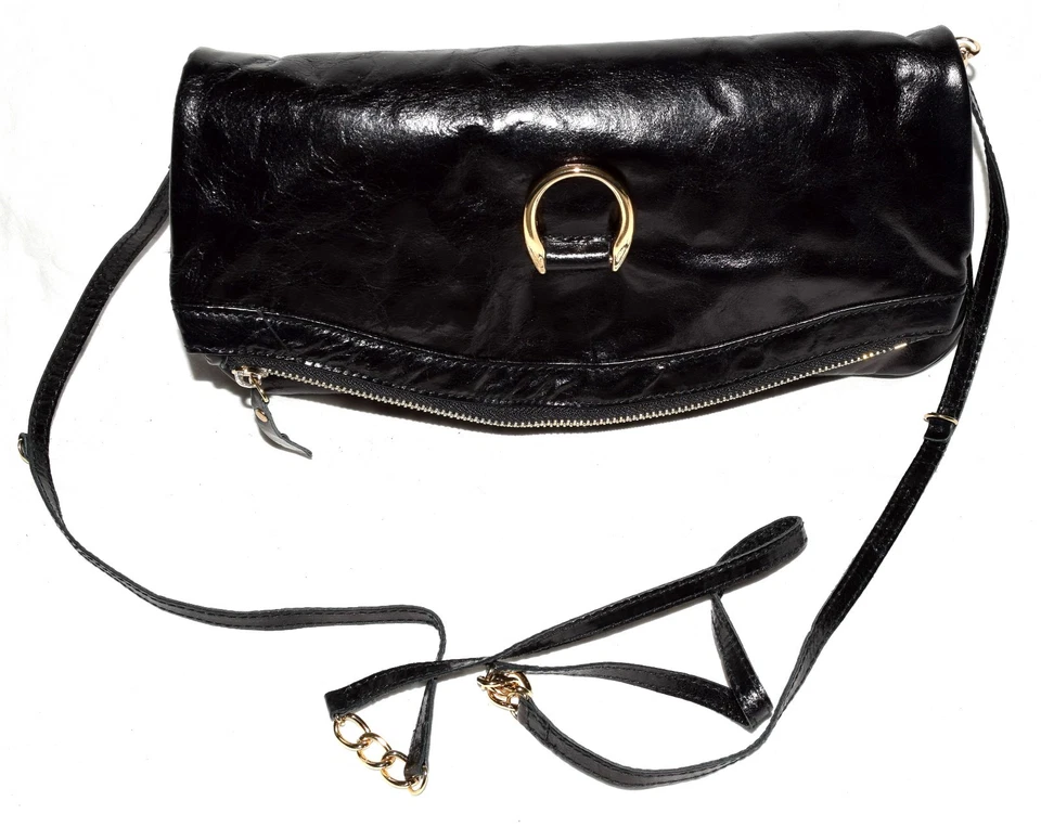 Bolso Bandolera de Hombro Joseph Charles Cuero Negro Plegable Convertible Foto 1 de 4