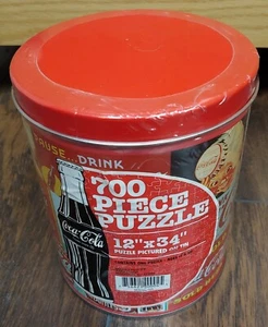 1997 VINTAGE Coca Cola Jigsaw 700 PC Puzzle in Tin 12" x 34" Collectible SEALED! - Picture 1 of 6