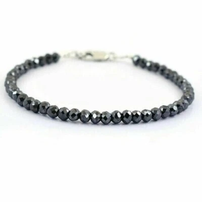 4mm Certified, Round Black Diamond Bracelet- Unisex Collection .Great Brilliance - Image 1 of 4