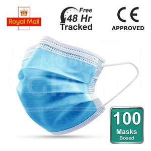 10 / 50 / 100 Nicht OP Maske Blau 3-lagig Einweg Gesichtsmasken Mundschutz - Bild 1 von 13