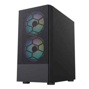 Micro ATX Gaming PC Case – Mesh Front Panel, 3x 120mm ARGB LED Fans, Tempered - Picture 1 of 6