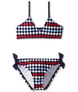 SPLENDID LITTLES MOSAIC BRALETTE & HIPSTER SIDE TIES BIKINI SET BLUE SIZE 8 $64 - Picture 1 of 2