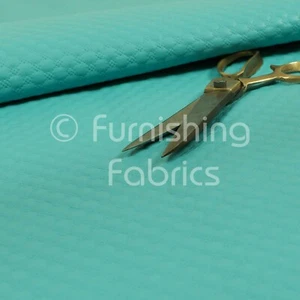 Quilted Textured Soft Vinyl Pattern Faux Leather Upholstery Fabric Teal Colour - Picture 1 of 5