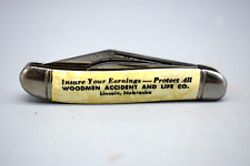 Collectible Advertising Knife,  Woodmen Accident & Knife Co. Two Blade, 3" Long