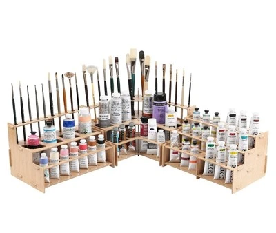 Juego de 3 estantes organizadores de pinceles y tubos de pintura Mezzo Artist nuevo en caja - grano de madera Foto 1 de 4