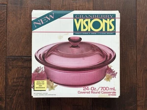 Vintage Corning Ware Cranberry Visions 24 Oz / 700mL Covered Round Casserole NEW - Picture 1 of 6