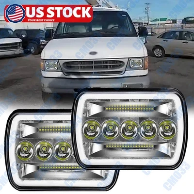 Faros delanteros LED cuadrados de 2 piezas 7x6" para Ford E-150/E-350 Super Duty/F-250 Super Duty Foto 1 de 4