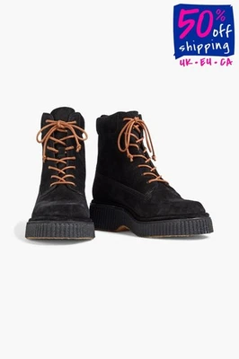 PVP €529 RAG & BONE Botas de Cuero Gamuza Sloane US9.5 UK7 EU39.5 Suela de Crepé Foto 1 de 4