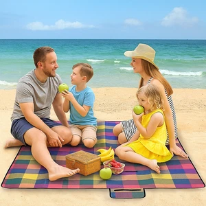 Grande Impermeable Picnic Manta 1.7M X 1.3M Familia Tamaño Portátil Playa Tapete - Imagen 1 de 6