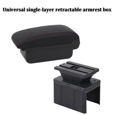 Universal PU Leather Car Center Console Armrest Storage Box Black Red Line USA - Imagem 1 de 4