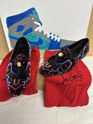Mocasines Christian Louboutin STAMBOUL PLANOS Versión Terciopelo Multi Para Hombre Talla 13 Foto 1 de 4