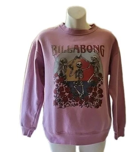 Billabong Youth Girls Crewneck Sweatshirt Medium Pullover Skeletons Purple VTG - Picture 1 of 8