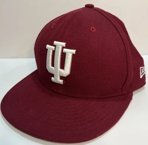 IU Indiana University Hoosiers New Era Wool Cap Hat Dark Red Fitted 7 1/4 - Picture 1 of 10