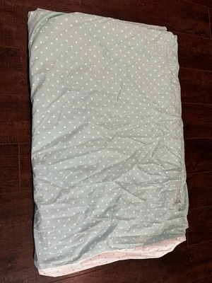 Funda nórdica Pottery Barn Kids doble aguamarina blanca lunares algodón orgánico Foto 1 de 4