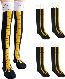4 Paar Hühnerbeinsocken, 25,6 Zoll Fuß über dem Knie, verrückt lustig Huhn...  - Bild 1 von 7