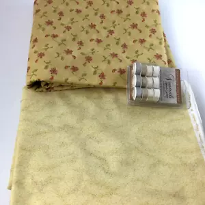 Cotton Fabric Quilting Craft Neutral Colors Soft Yellow Beige 7 Yd Total Tread - Picture 1 of 4