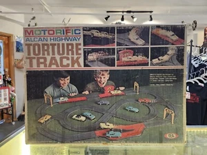 1966 IDEAL MOTORIFIC ALCAN HIGHWAY TORTURE TRACK SET WITH CAR(missing motor) - Picture 1 of 5