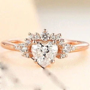 1.50Ct Heart Cut Moissanite Women Wedding Engagement Ring 14K Yellow Gold Plated - Picture 1 of 13