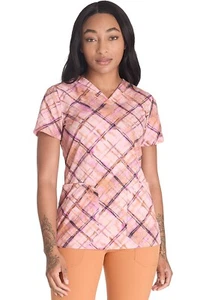 Blusa Médica Estampada Dickies Estampados Cuello en V DK667 PBPD Pintura a Cuadros Envío Gratuito - Imagen 1 de 8