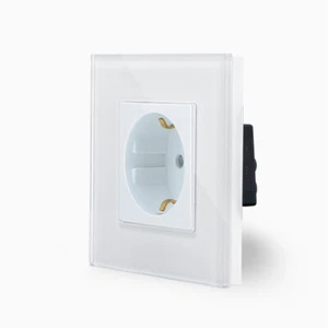 Presa 1 scomparto Schuko presa combinata incasso vetro bianco Luxury-Time - Foto 1 di 7