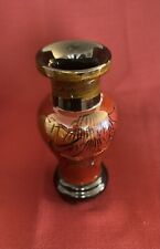 ANTIQUE JAPANESE WOOD GOLD LACQUERED PAINTED VASE ON STAND W/ CRAINES,GOLD CLOUD