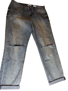 Kensie Jeans Boyfriend CropLuxe Distressed Stretch Jeans Women 10/30 Grunge Gorp - Picture 1 of 9