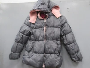 Pink Platinum Jacket Size 10 - 12 Dark Gray Full Zip Hoodie Puffer Jacket Girls - Picture 1 of 10