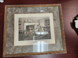 Antique Original Hand Signed Bessie Pease Gutmann "Tea for Two" Framed Print - Picture 1 of 10