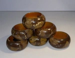 Servilleteros de madera lacados. Juego de seis. Boho. Vintage. - Imagen 1 de 2
