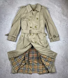 Burberry Kensington Trench Coat Wool Lining Vintage Mens Sz XL Double Breasted - Picture 1 of 9