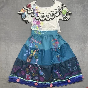 NEW Disney Encanto Mirabel Costume Dress Embroidered Girls Size 9-10 Halloween - Picture 1 of 16