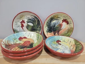 Certified International Le Rooster 9" Individual Pasta Bowls - Set of 6 - Picture 1 of 6