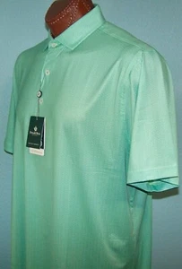 DONALD ROSS Golf classic s/s WICKING UPF 50 POLO SZ L GEO PRINT-MINT/DENIM - Picture 1 of 2