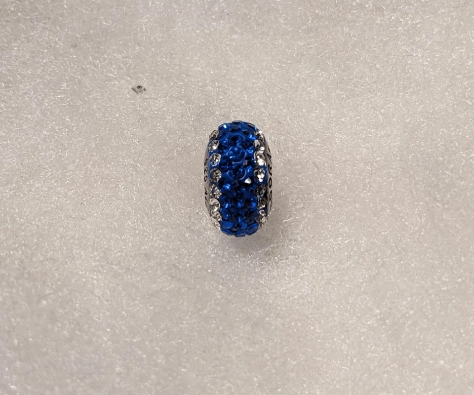 Nuevo abalorio Pandora de diamantes de imitación a rayas azules y blancas - ¡¡HERMOSO!!! Foto 1 de 3