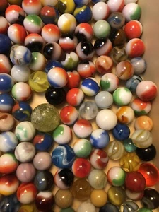 225+ Vintage Machine Made Marbles w/Genuine Sculpted Glass Ball Mason Jar - Picture 1 of 11