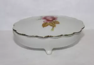 VINTAGE HAZEL D AMMERMAN KERAMIK STUDIO ROSE FLORAL OVAL SCHMUCKSCHALE CYNTHIANA KY - Bild 1 von 8