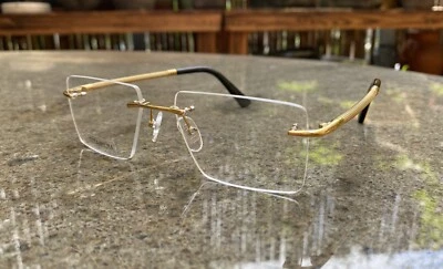 Rimless titanium eyeglasses men's Gold Rectangular rimless glasses frame glasses - Image 1 of 4