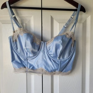Victoria’s Secret Dream Angels unlined Baby blue balconet lace trim corset 38D - Picture 1 of 7