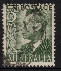 AUSTRALIA 1951  3d GREY - GREEN KING GEORGE VI  STAMP VFU. - Picture 1 of 1